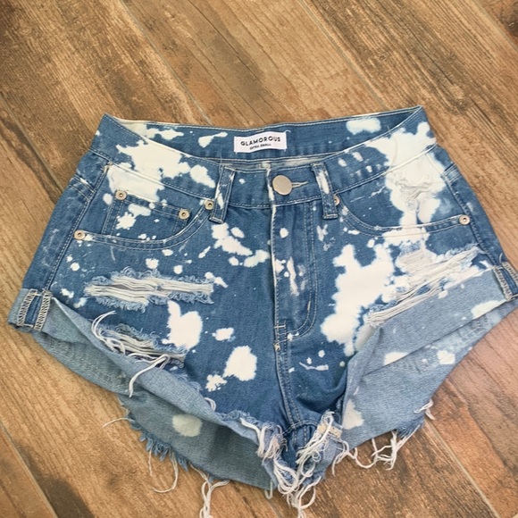 Glamorous tie dyed ripped Jean Shorts (EUC) - Picture 1 of 3